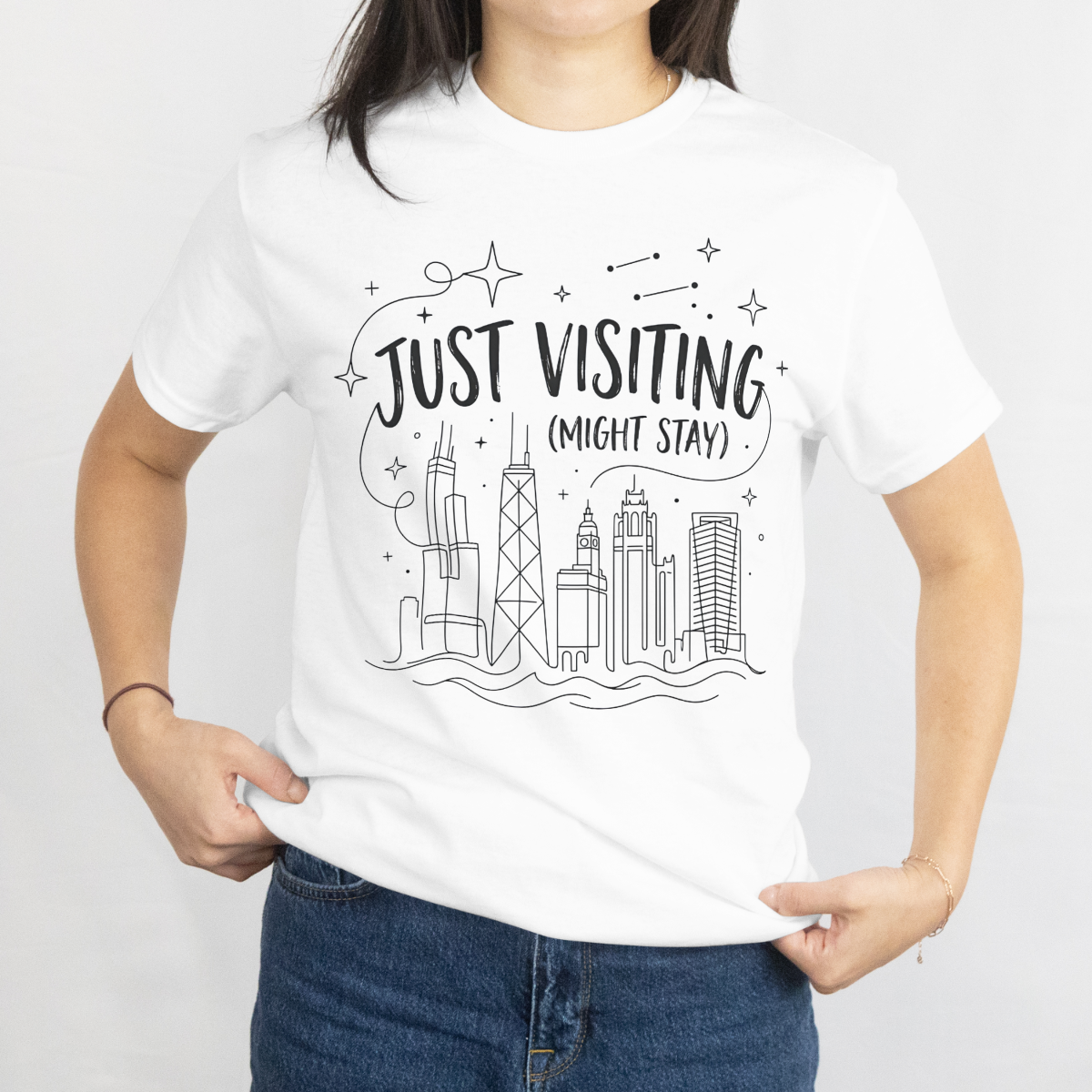 Just visiting might stay tee